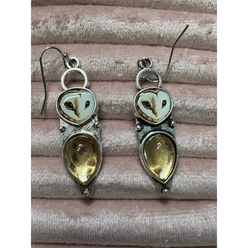 Owl Face Teardrop Animal Dangle Drop Earrings Hook Silver Gold Fashion Jewelry